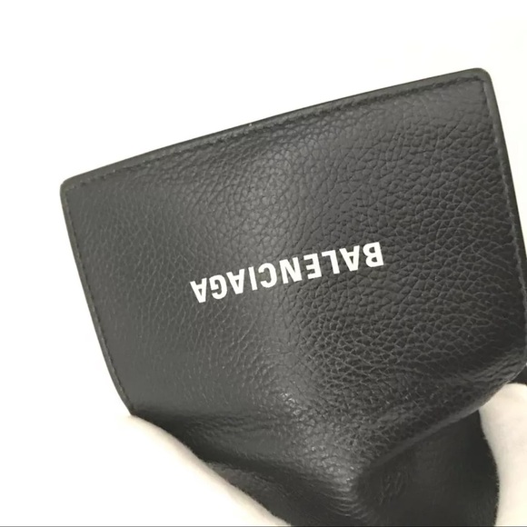 AUTH BALENCIAGA Everyday Mini Papier Leather Wallet Card Case Black - Picture 6 of 6